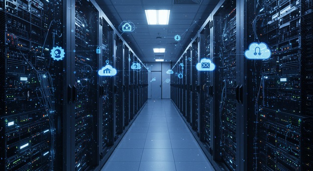Server-Racks in einem sicheren deutschen Rechenzentrum