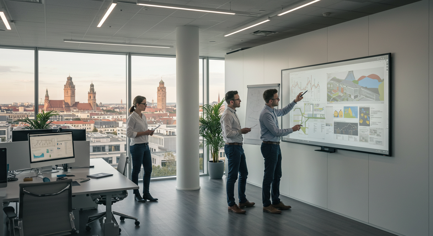 Immobilienmakler arbeitet mobil mit einem Tablet