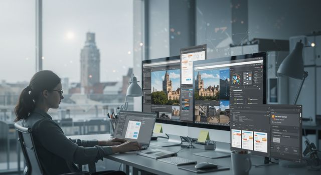 Eine Website wird auf Laptop, Tablet und Smartphone perfekt dargestellt