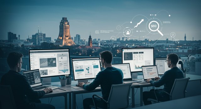 Ein digitales Schutzschild symbolisiert die Sicherheit und Wartung der Website